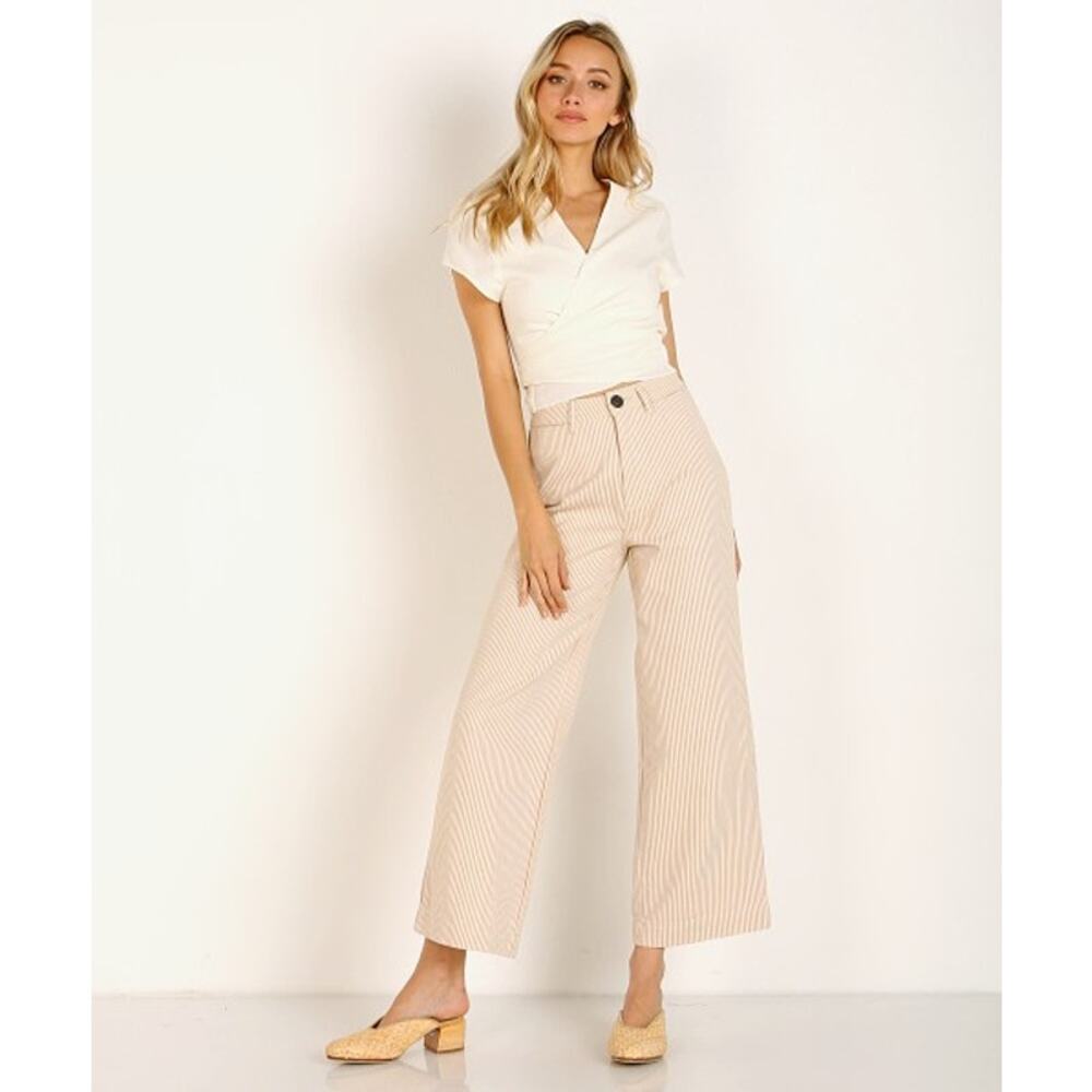 Rolla's Old Mate Pant in Gold Stripe Wide Leg Cropped Size 26